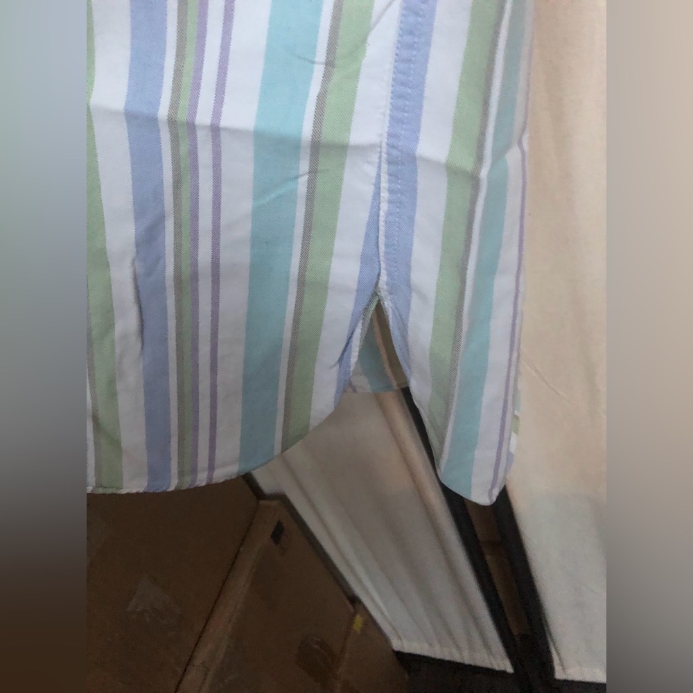 LL Bean Striped Colorful Summer Pastel Striped Shirt Short Sleeve - Picture 9 of 10
